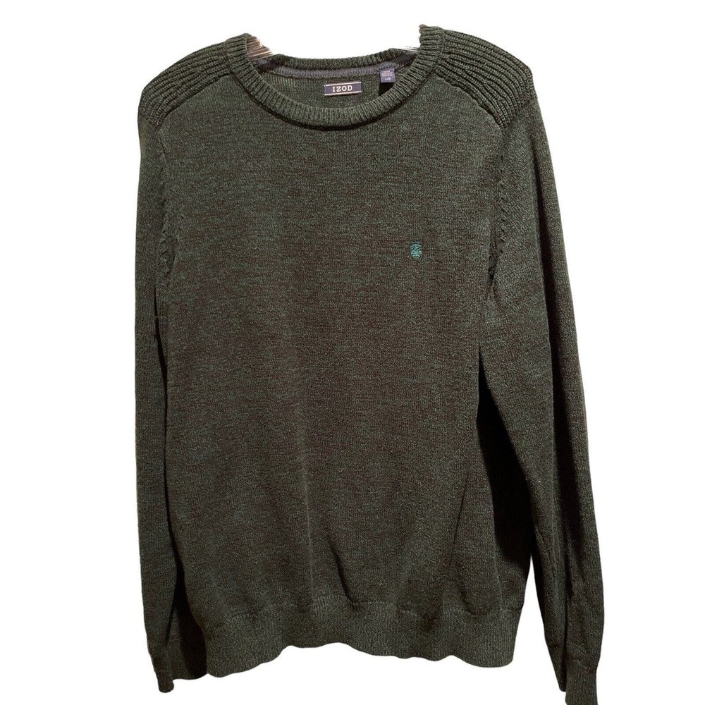 Vintage Izod Crewneck Golf Sweater Mens Sz Large Green /Navy Blue